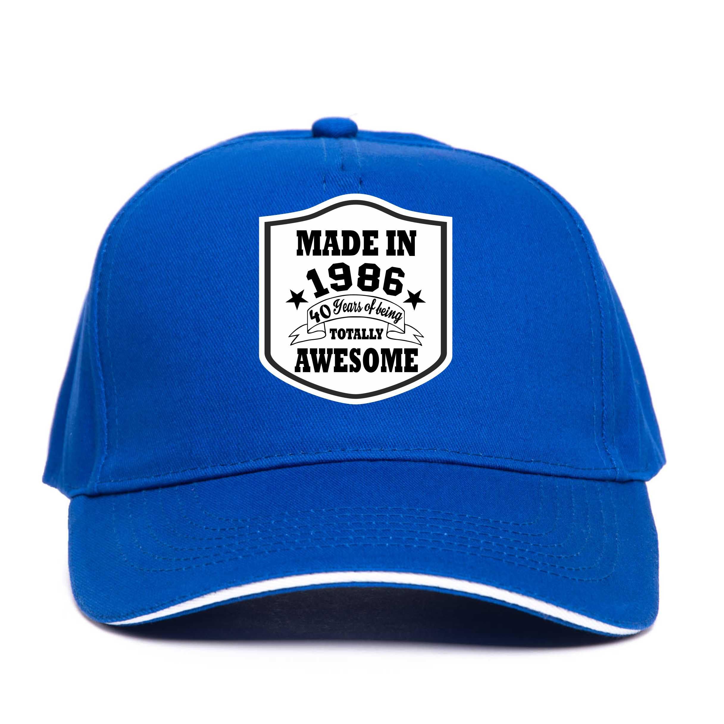 Print4u Unisex Blue Made In 1986 40Th Birthday Baseball Cap 40 Year Old Gift Men & Ladies