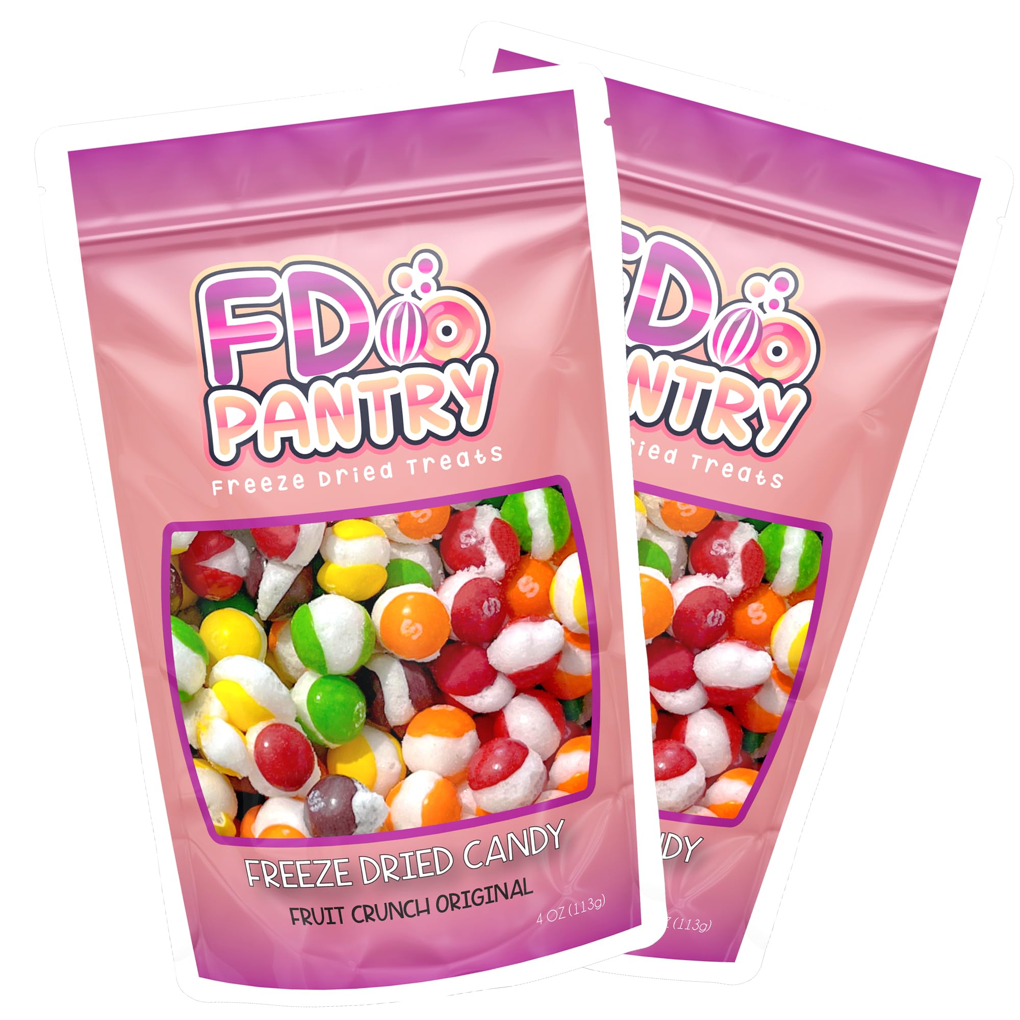 Freeze-Dried Candy Fruit Crunch Original by RJ Pantry - Strawberry, Melon, Cherry, Raspberry, Orange, Lemon, Lime, Green Apple, 4 oz Mylar Pouch, Light & Crunchy, Ideal for Snacking & Gifts, 2 Pack