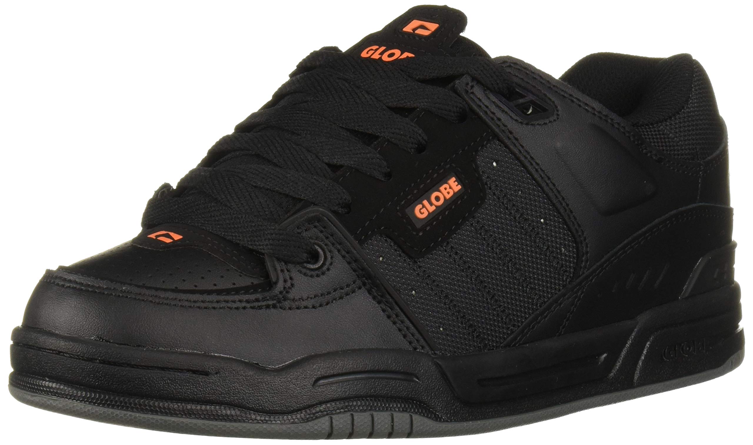 Globe Men's Fusion Skate Shoe, Black/Black/Orange, 14 Medium US
