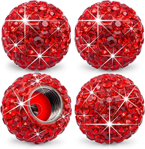 4 piezas de tapas de vástago de válvula de neumático con cristal brillante de diamante, tapas de válvula de neumático de rueda de coche con brillo