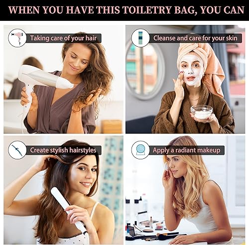 Miniatura 5 de LOKASS Neceser para mujer, organizador de maquillaje de viaje, impermeable, bolsa de cosméticos colgante, organizador de viaje portátil extra grande