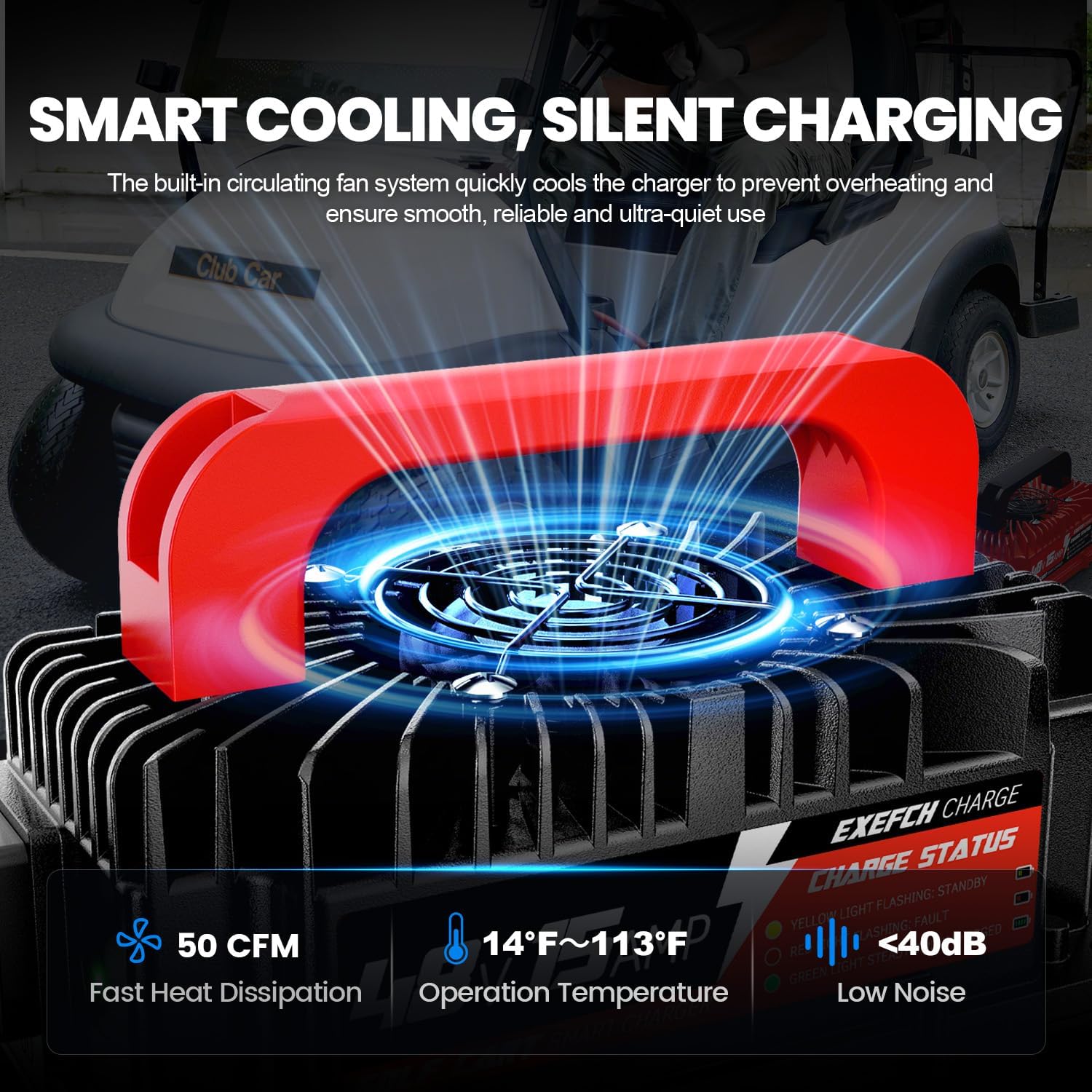 36 Volt 18 Amp Golf Cart Charger for EZGO TXT with D Style Plug Smart trickle Charger with 2-Pin Plug Only for Lead Acid Battery - Image 3