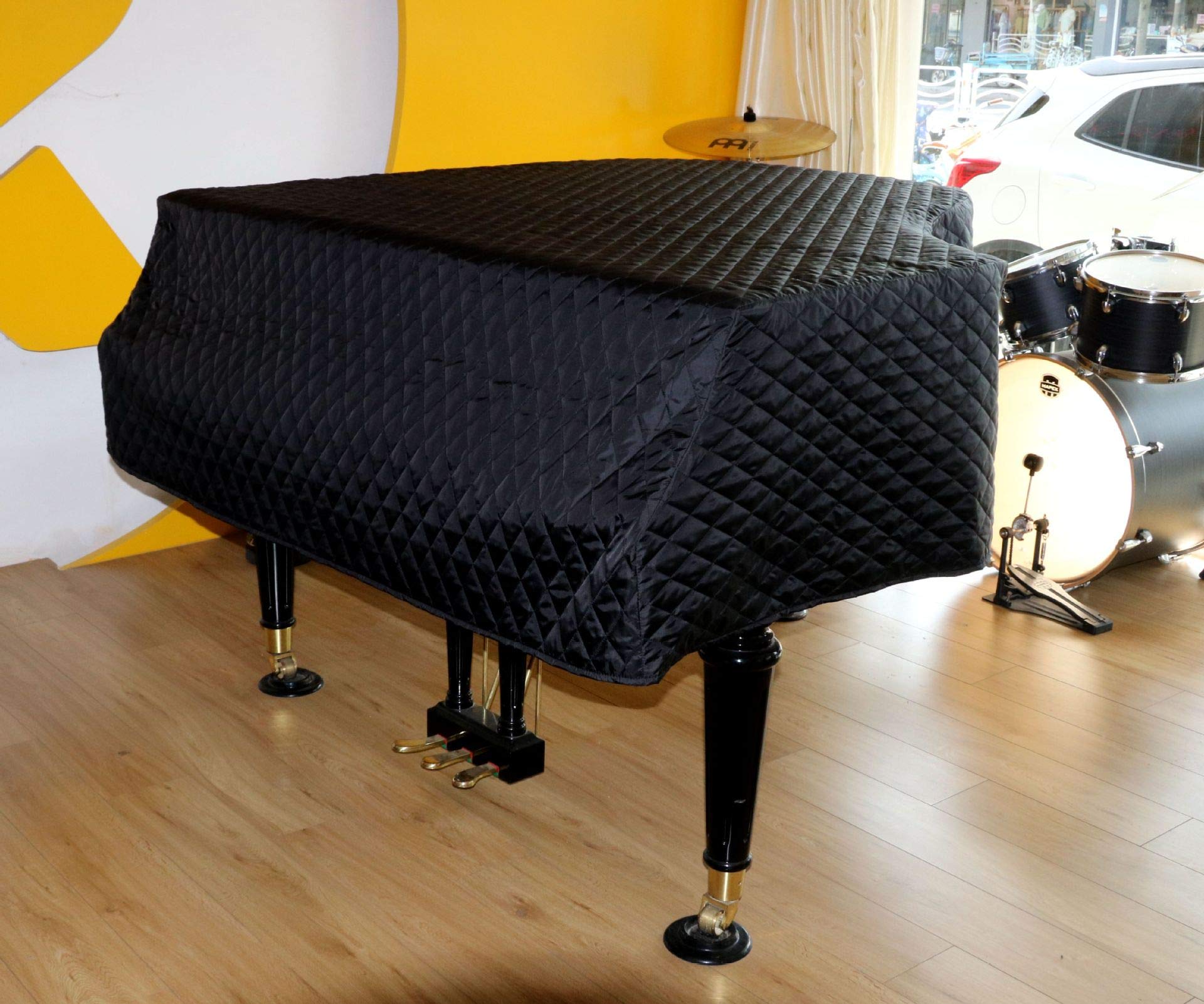 Klavierabdeckung, Klavierabdeckung, Dreieckige Klavierabdeckung, Feuchtigkeitsbeständig, Wasserdicht, Schwarz, Gesteppt, Große Klavierabdeckung/160Cm