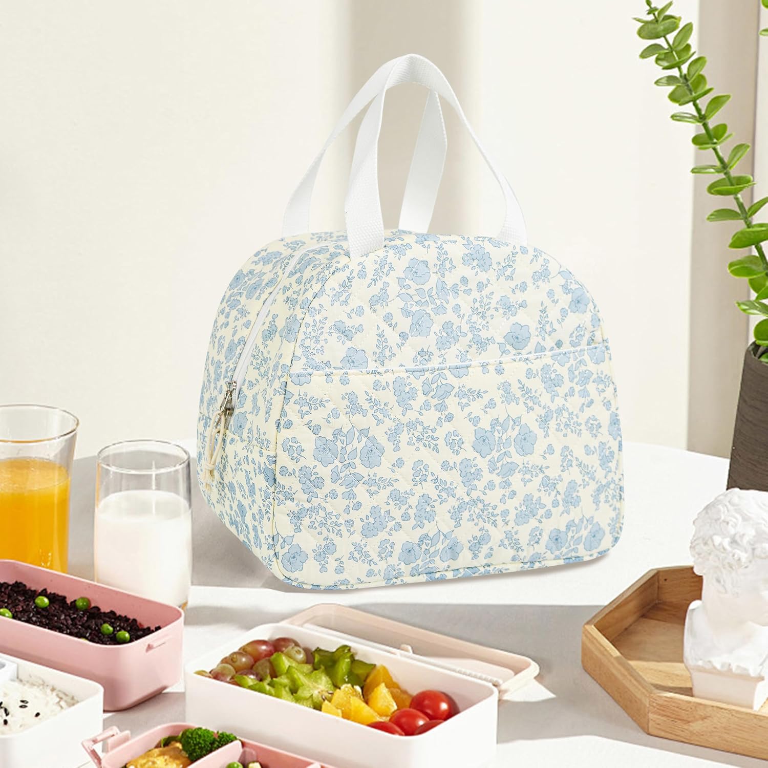 GISMTR Lunch Bag for Women Insulated Lunch Box Cute Quilted Lunch Tote Bags Reusable Large Capacity Cooler Bag for Travel Work Picnic