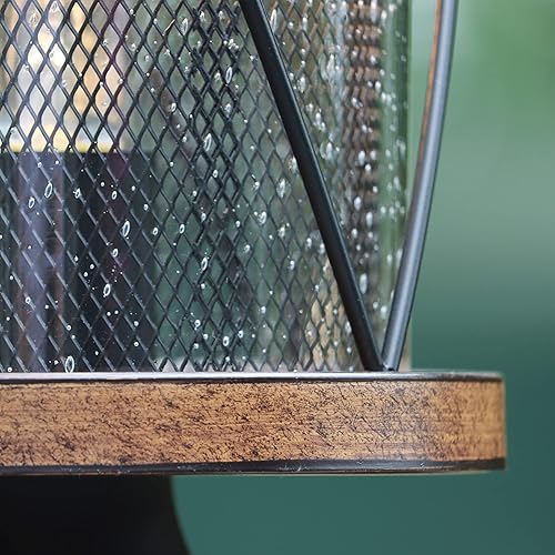 Miniatura 2 de Inlight IN-0645-1-BK - Lámpara de montaje en poste de 17 pulgadas de alto, pantalla de vidrio transparente con semillas y metal de malla, acabado