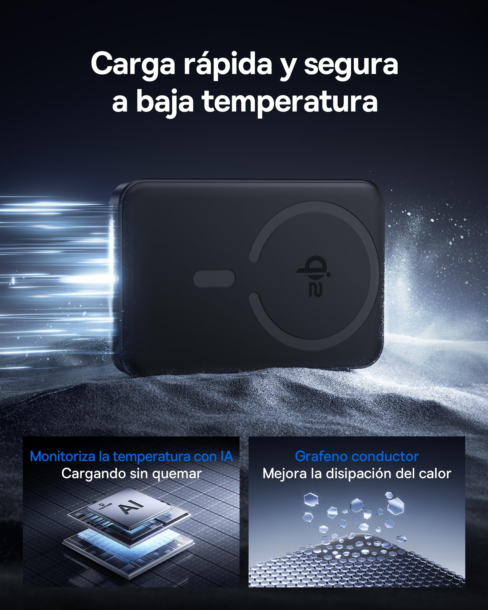 OS-FunderFill FM12 Qi2 Batterie externe magnétique 10 000 mAh 22,5 W Noir (un seul câble USB-C vers USB-C, 20 V/3 A, 30 cm, noir)