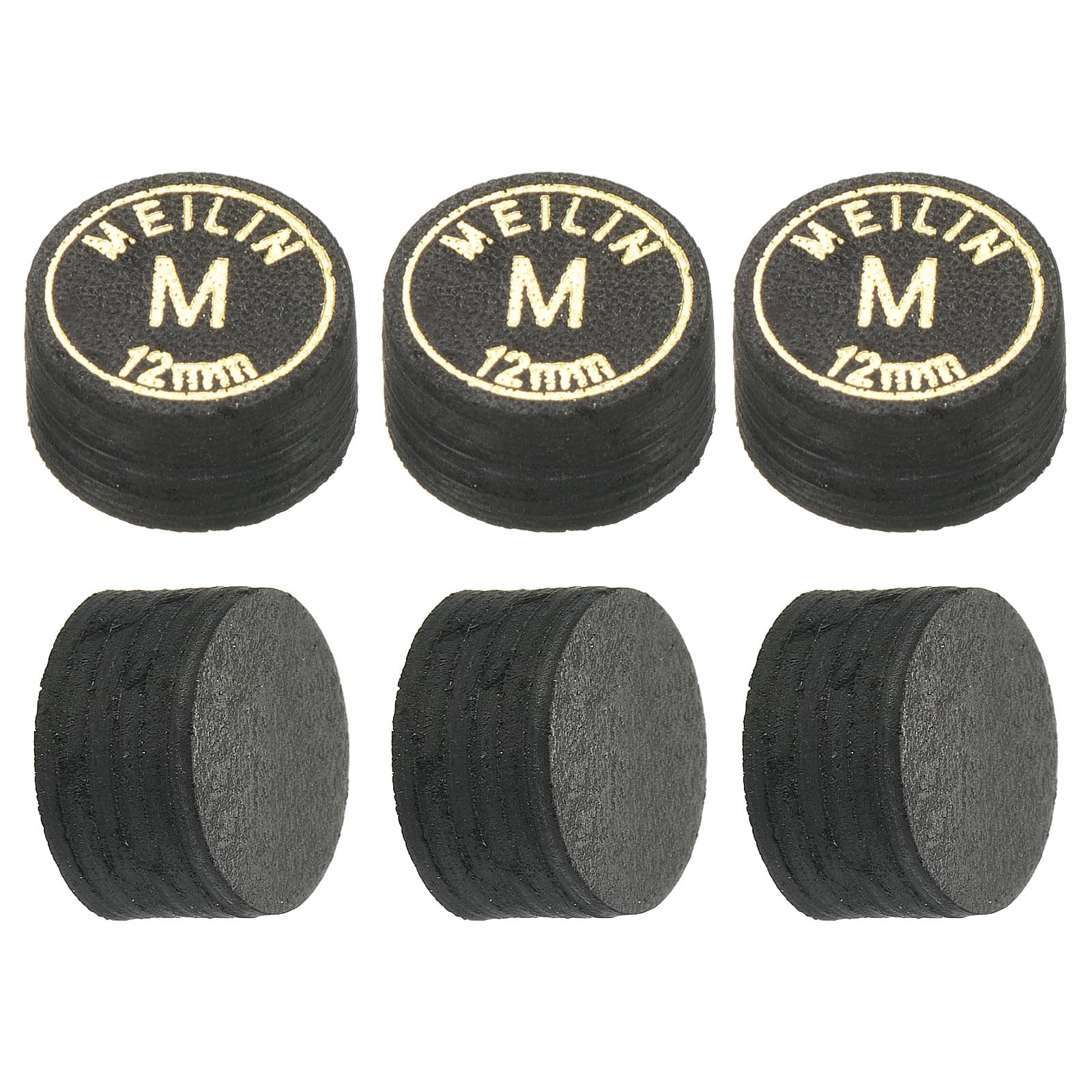 PATIKIL 13mm Punte per Stecche Biliardo, Confezione 6 Punte Medie a Strati Multipli per Stecche Biliardo, Punte Incollate per Stecche Snooker, Accessori per Biliardo, Nero