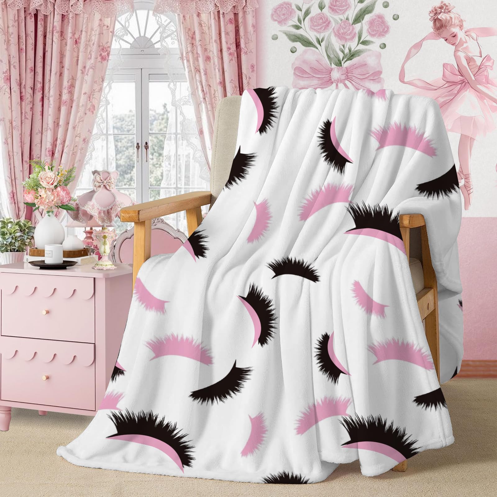 Ivarunner Lash Blanket for Lash Bed, Mom Blanket Super Soft Preppy Girly Throw Blanket for Couch Sofa Bed Lash Room Decor, Pink Birthday Gifts for Mom 50