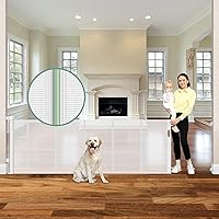 Vista 25 de Puertas de bebé retráctiles reforzadas de 55" de ancho con tiras reforzadas, puerta retráctil para perros interior/exterior para puerta, evita