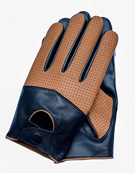Riparo Womens Genuine Leather Half Mesh Full-Finger Driving Motorcycle Summer Riding Gloves