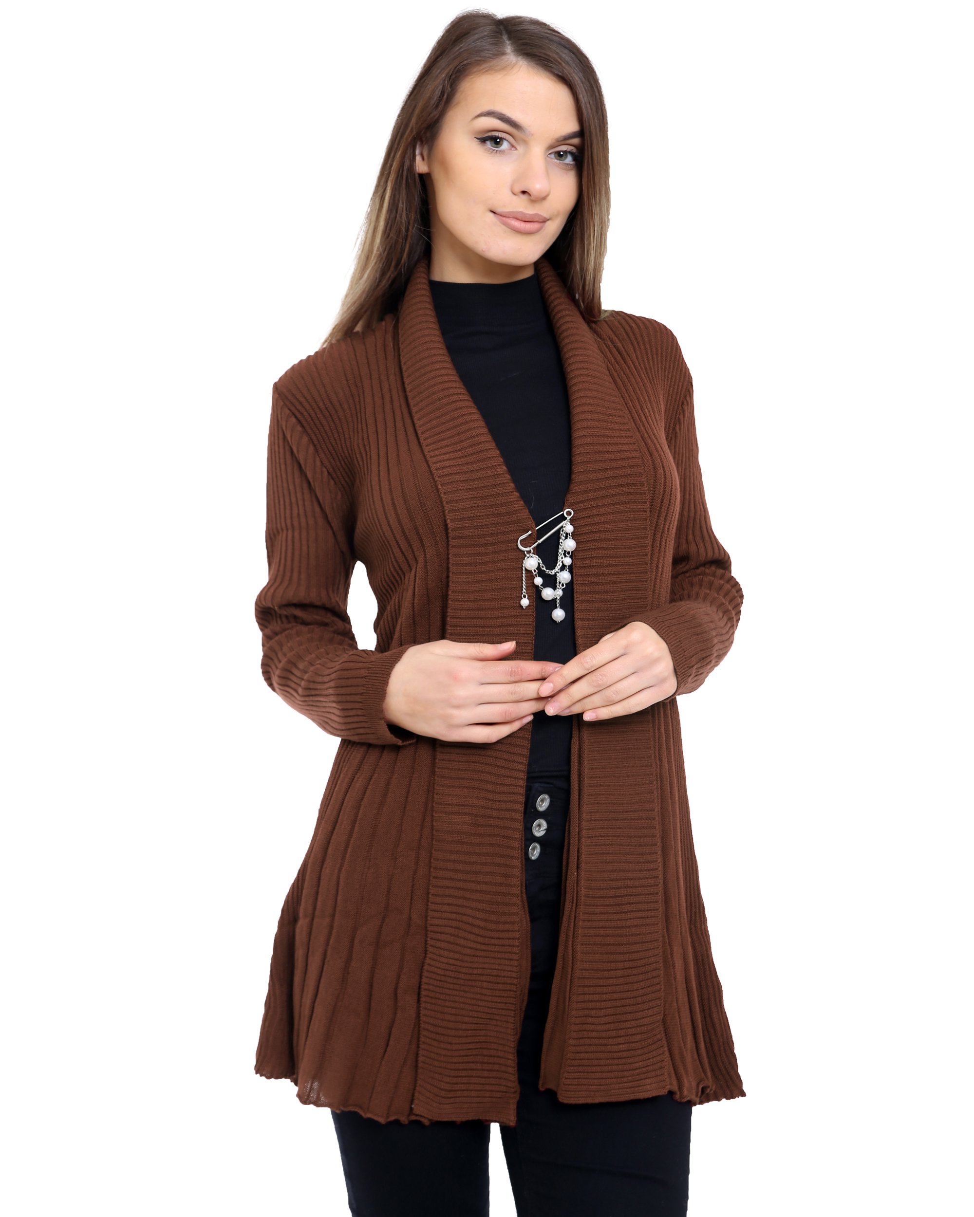 New Ladies Knitted Boyfriend Cardigan Womens Crochet Dress TOP Plus Sizes 20-30[20-22,Chocolate Brown]