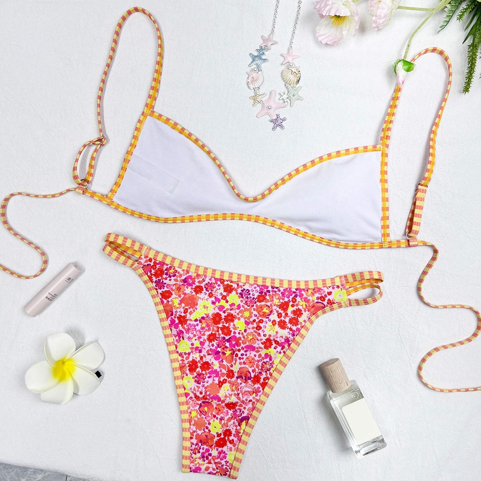 Bikini bez ramiączek bez pleców dwuczęściowy strój kąpielowy Monokini Top, pomarańczowy, XS