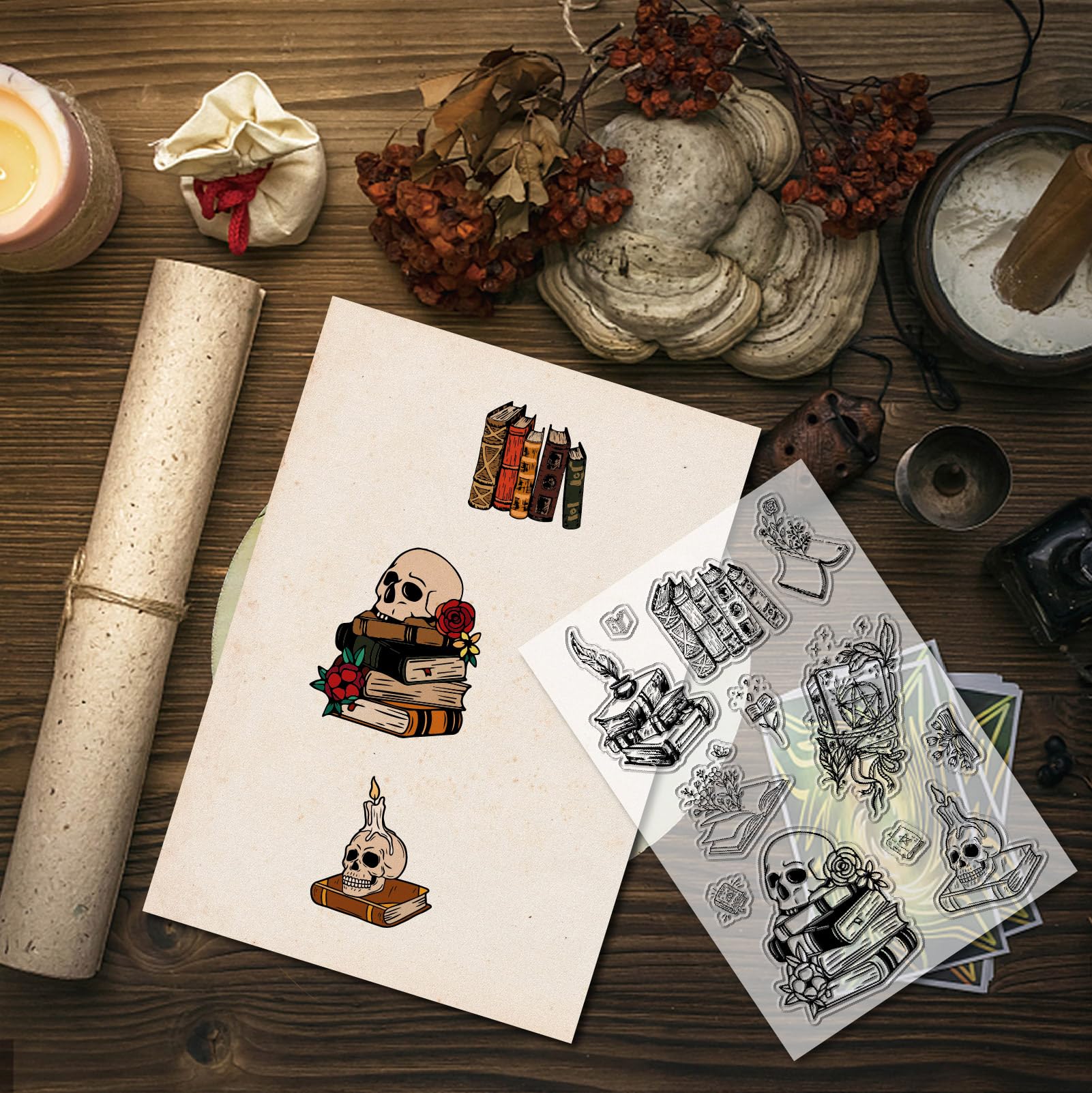 Timbri Trasparenti Elementi Di Divinazione - Strega, Candele, Sfere Di Cristallo - Per Fai Da Te E Decorazione - Foto 9