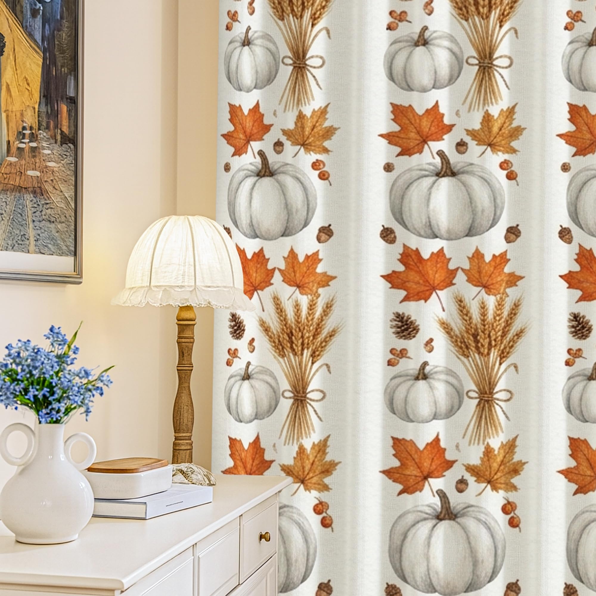 Rideaux occultants rustiques orange et blé 132 x 213 cm pour fenêtre