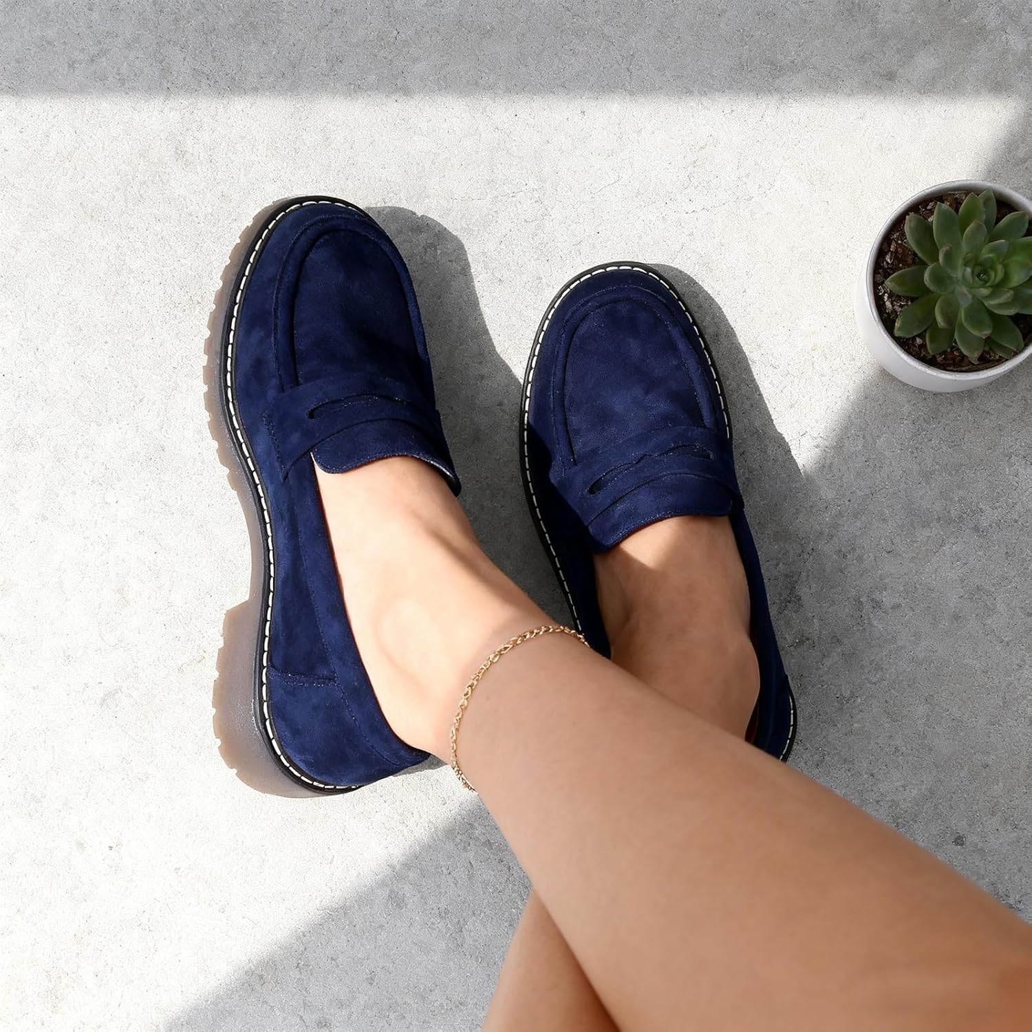 Women's Chunky Loafers, Platform Comfortable Slip-On Dressy Fashion Driving Moccasins Women - Image 3