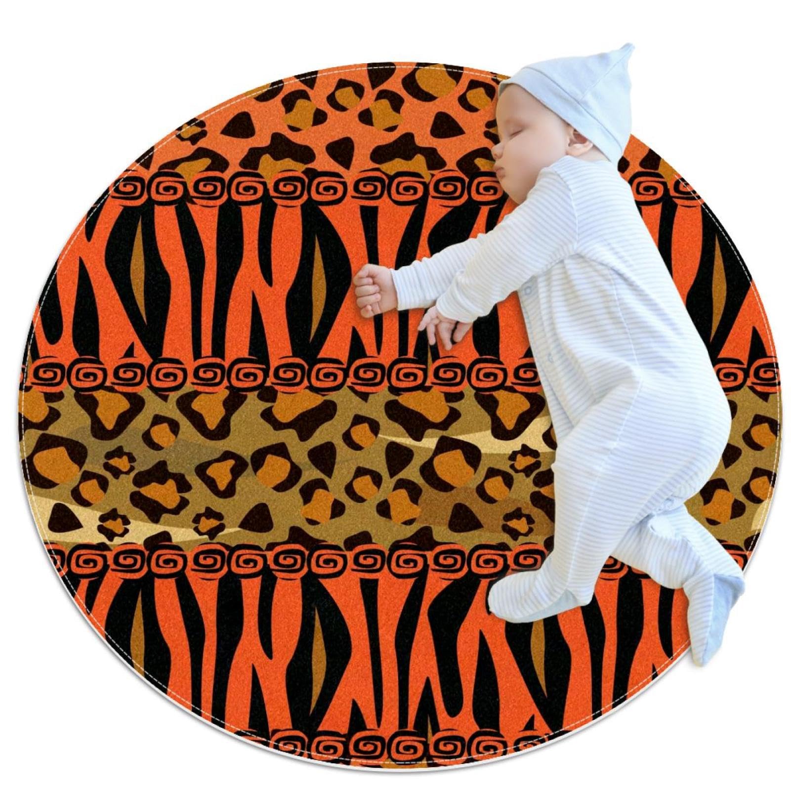 Tapis de salle de bain antidérapant rond 1m imprimé tigre et guépard