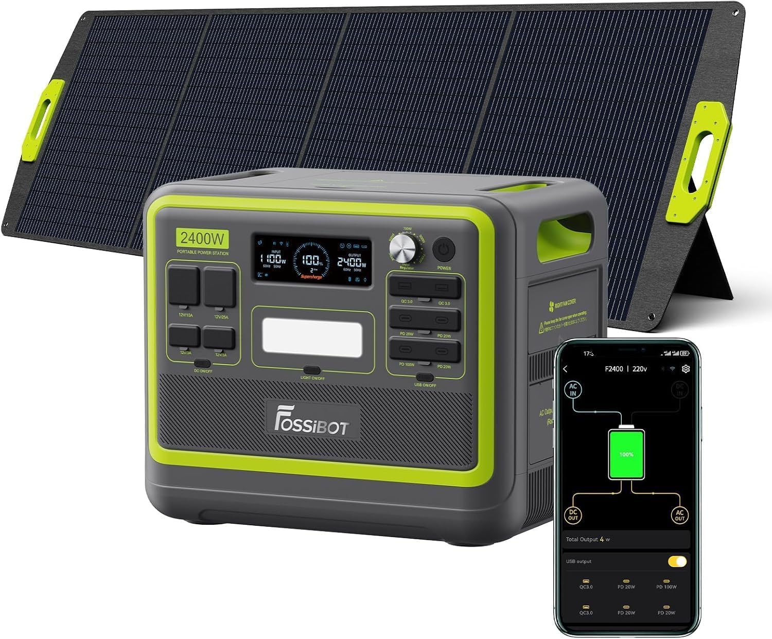 FOSSiBOT F2400 Estación de Energía Portátil, 2048Wh 2400W, Batería LiFePO4, Carga Ultra Rápida en 1.5 Horas, 13 Puertos, UPS, Luz LED, para Camping, Emergencias y Hogar — view 13