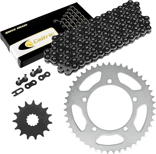 Caltric Kit de cadena de transmisión y piñón negro compatible con Suzuki Dl650 V-Strom Xt Abs 2004-2018