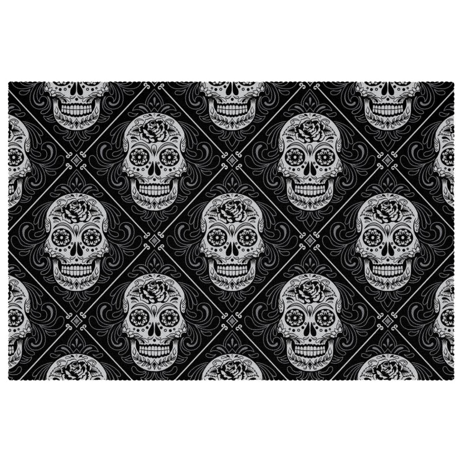 Sets de table noir et blanc lot de 6 tapis de table rectangulaires 30x45cm lavables et durables