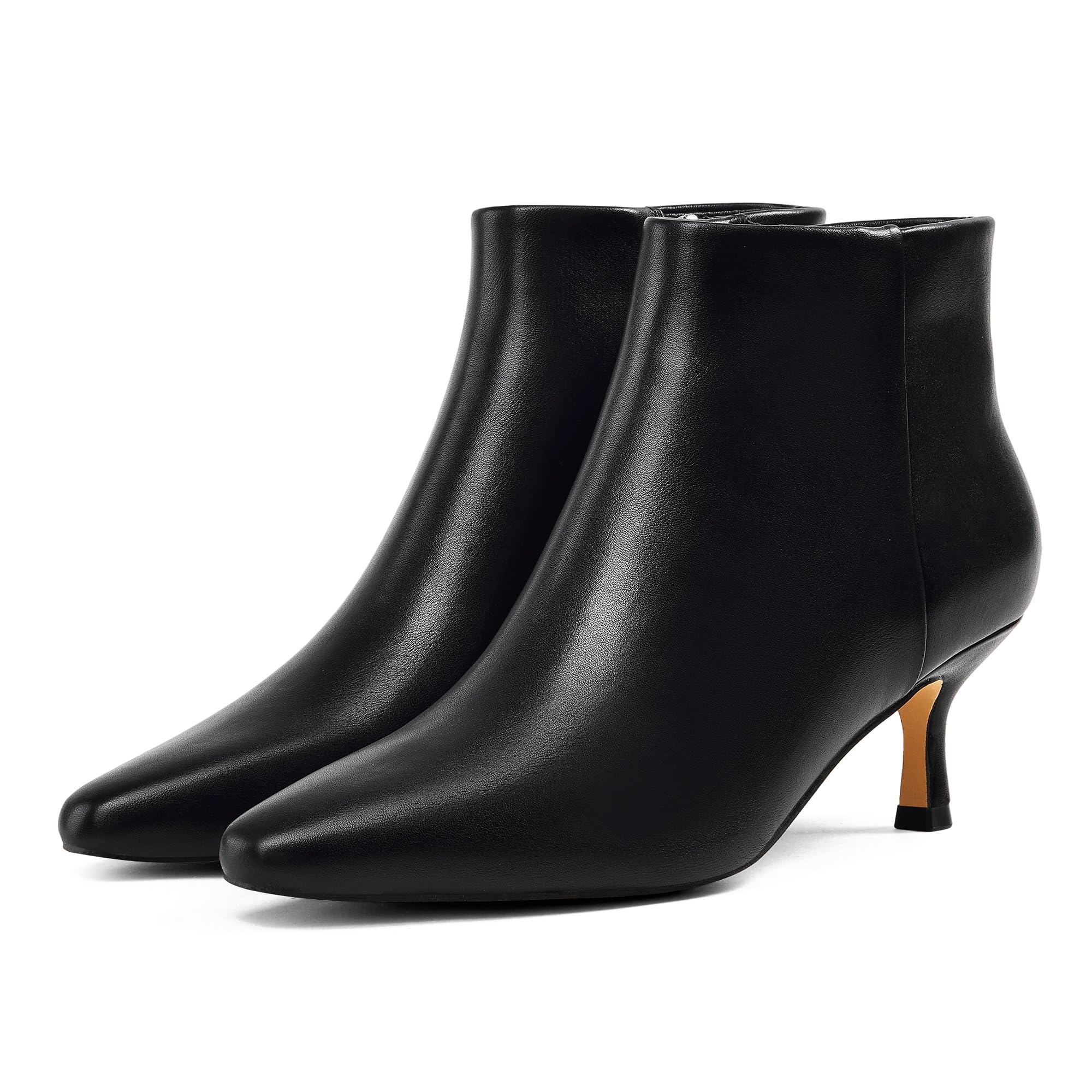 GENSHUO Womens Pointed Toe Kitten Ankle Booties 2 75 Inch high heel Fall Winter Short Boots with Side