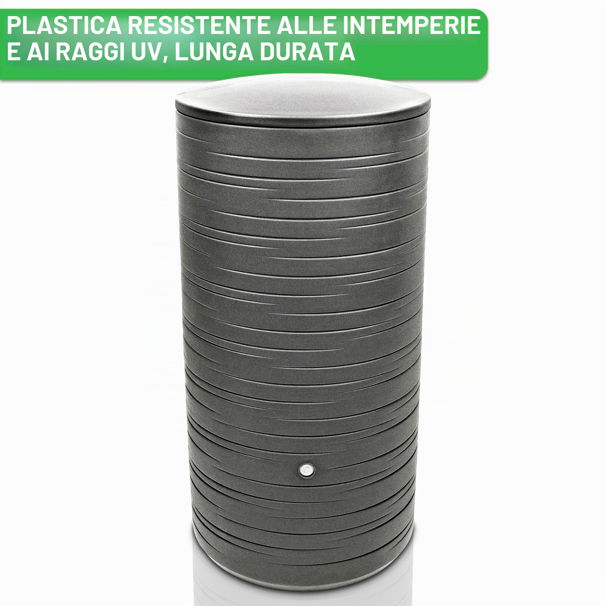 YourCasa serbatoio piovana da 280 litri [PureRain] con filettatura in metallo e coperchio – botte per acqua piovana