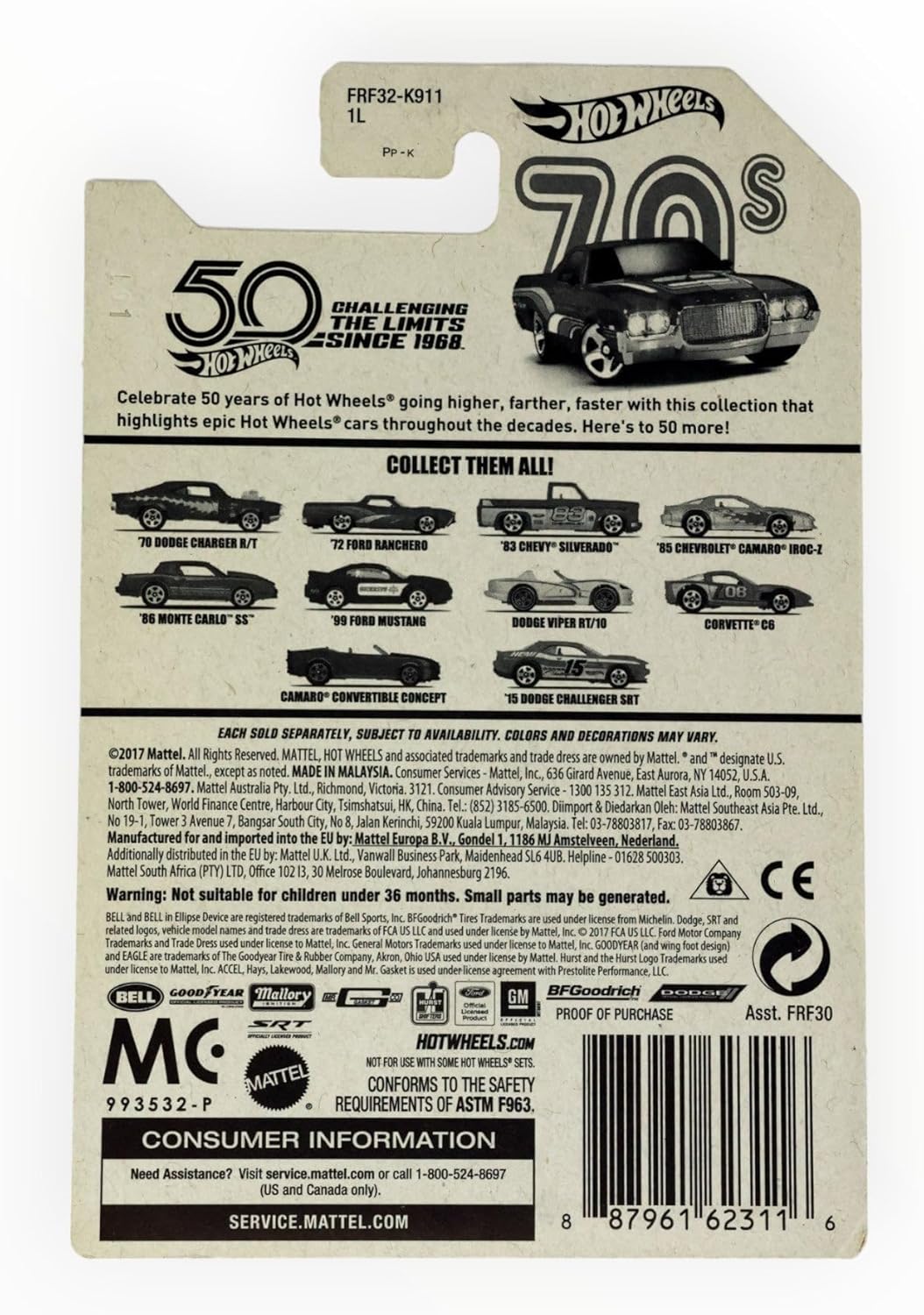 Hot Wheels 70s, Purple '72 Ford Ranchero 2/10 50TH Anniversary