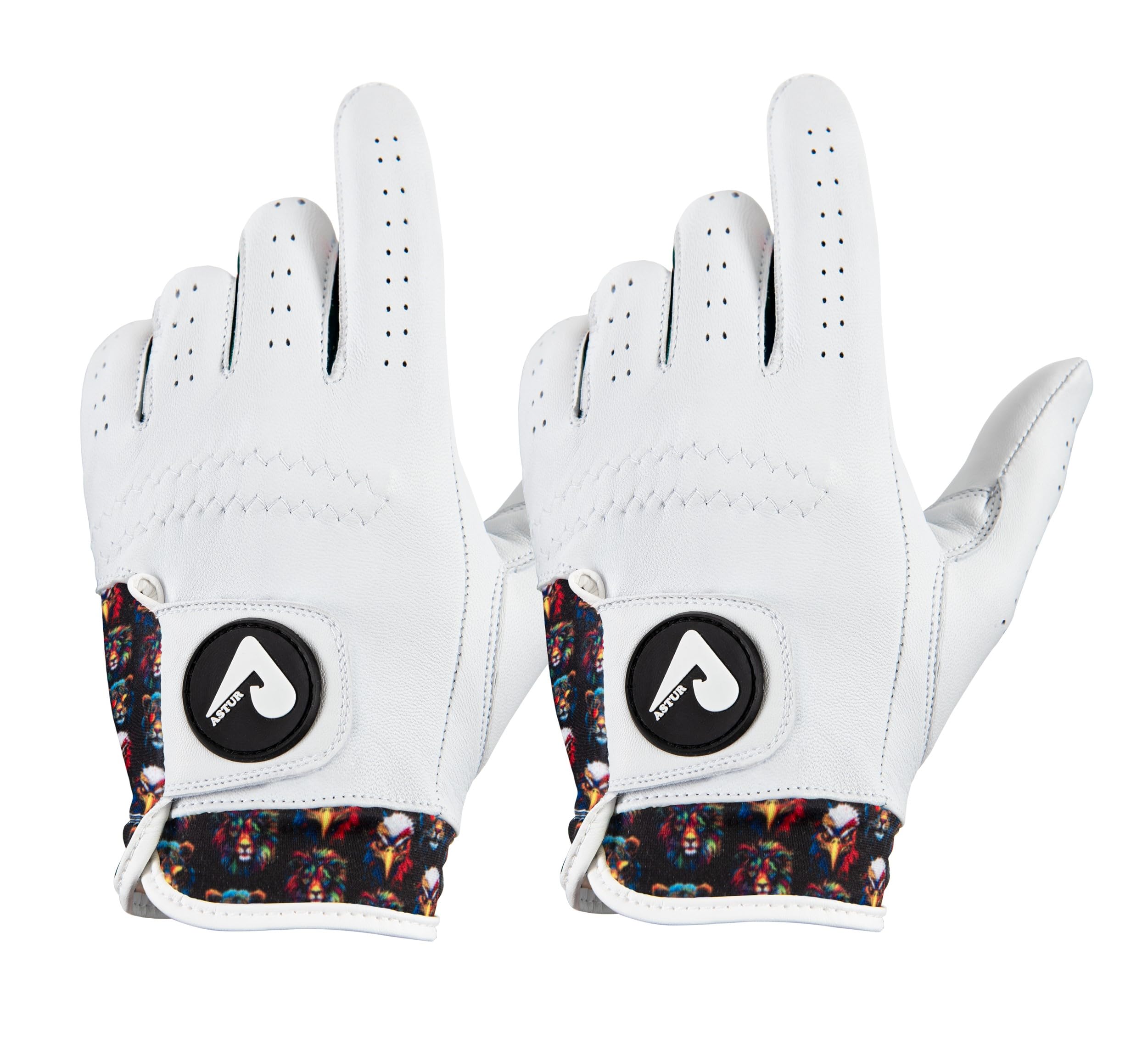 ASTUR Golf Gloves 2 Pack Cabretta Leather Golf Glove Men Left Hand Charismatic Unique Wrist Design Print (BOLD, L) โ image 1