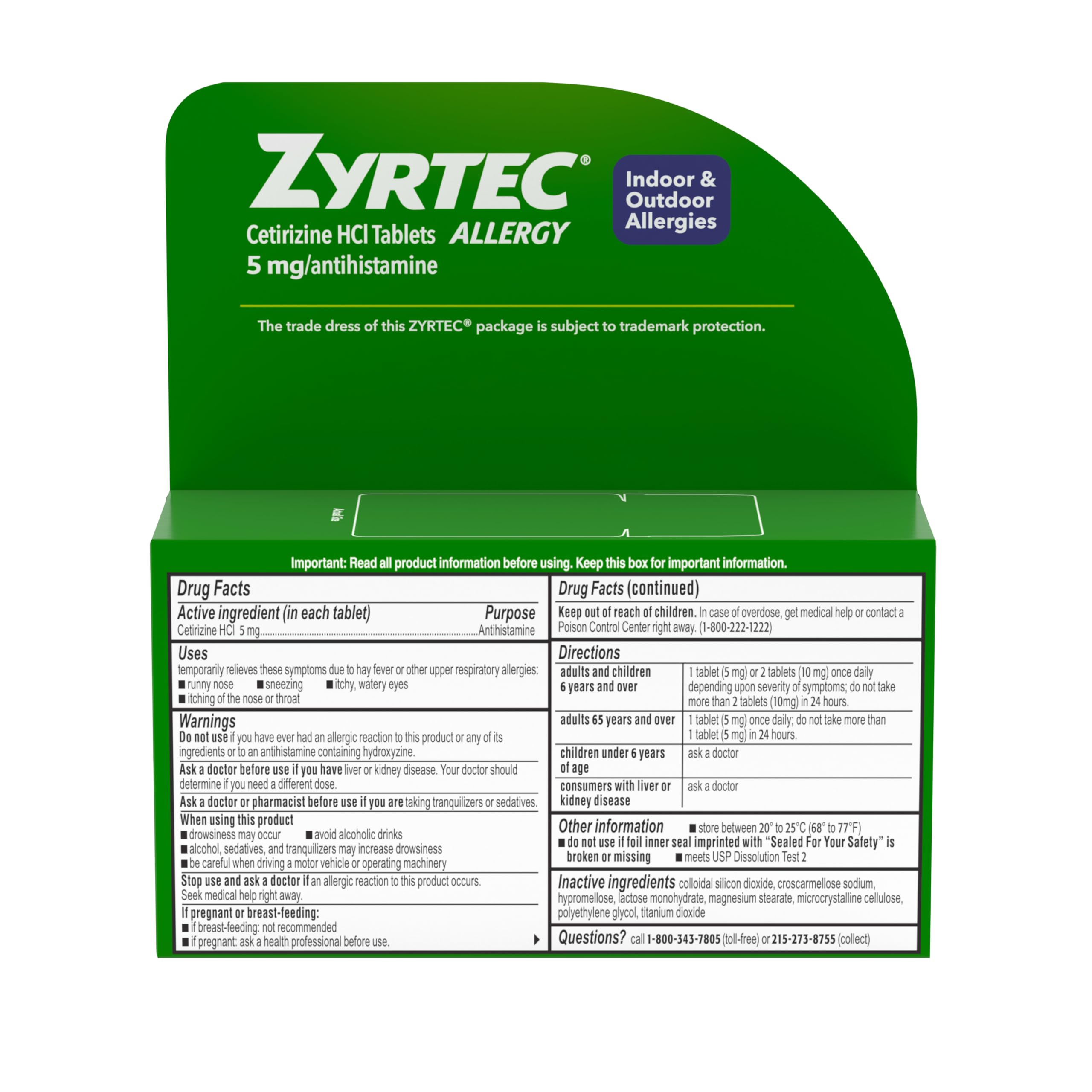 Zyrtec 24-Hour Allergy Relief Tablets, 5 mg Cetirizine HCl, 35 ct — Amazon image 9
