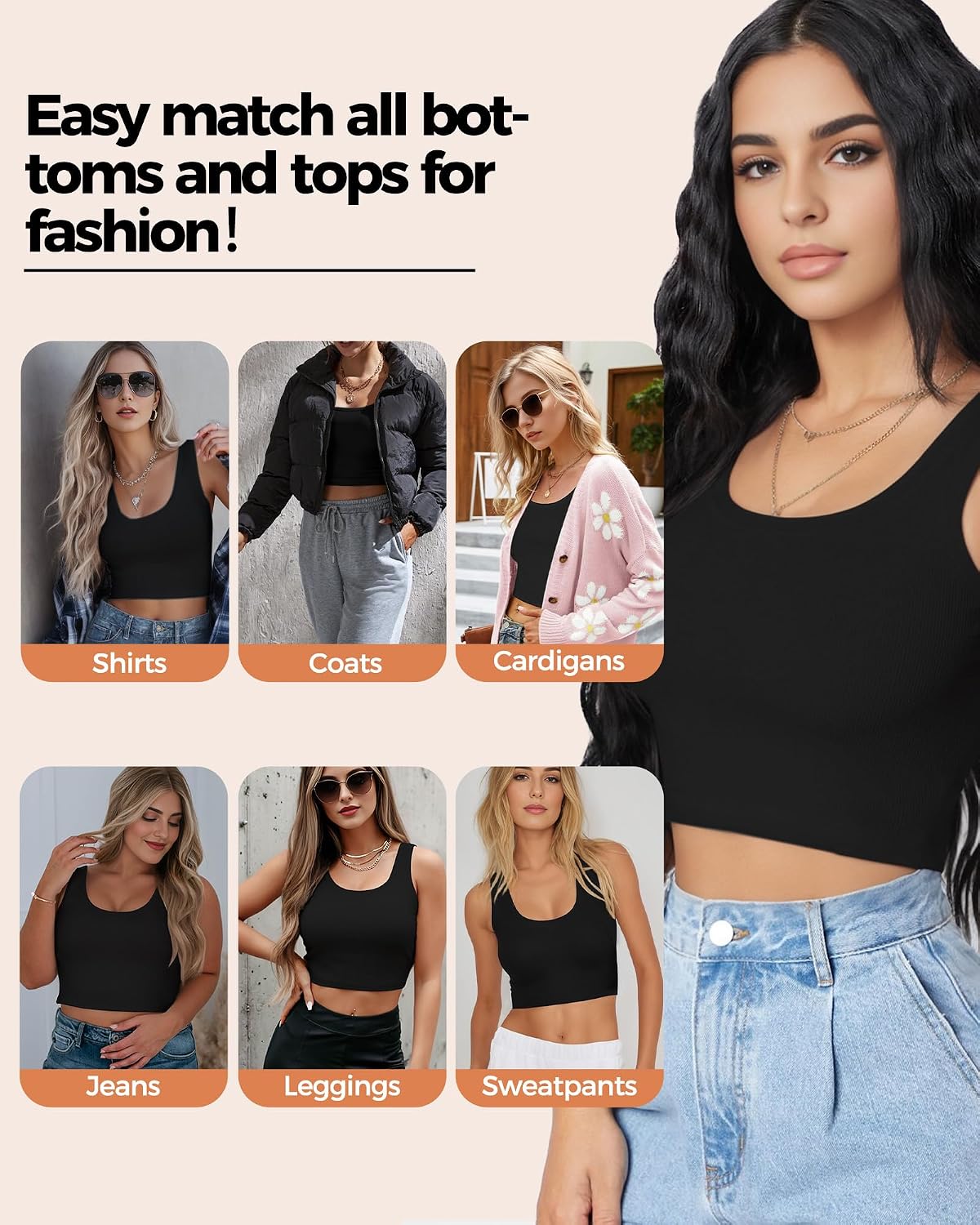 2-3Pcs Tank Tops for Women, U Neck Sleeveless Crop Tops, Basic Cropped Racerback Going Out Tops Athletic Sports Shirts