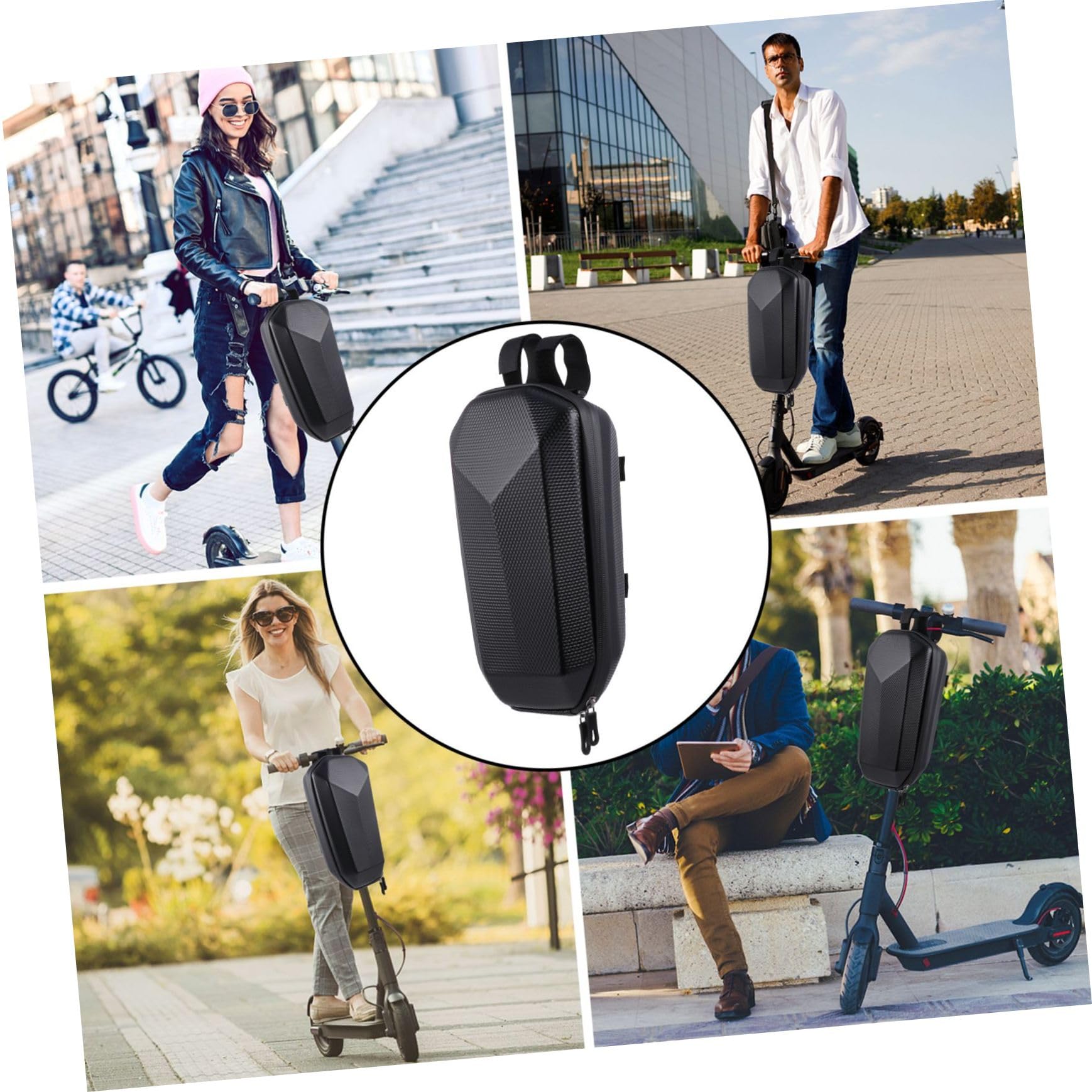 ibasenice De Voiture Vélo De Scooter Électrique à Trottinette pour Sacoche De Guidon à Coque Rigide Stockage De Guidon Sacoche De Guidon Trottinette Electrique Eva Black