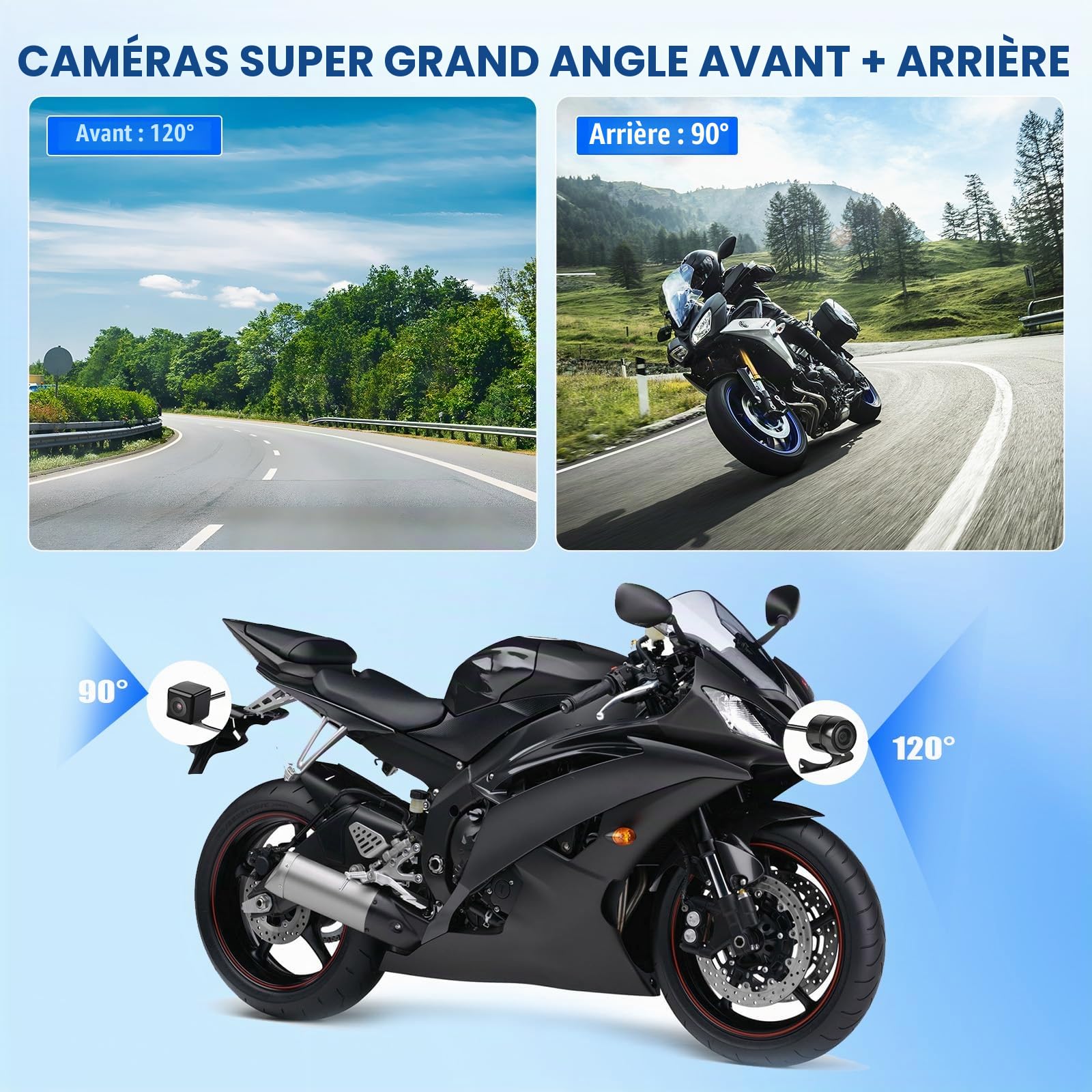 【2026 NOUVEAUTÉ】 CAMECHO 1080P Dashcam pour Moto avec Caméra Avant + Arrière, 2 Pouces IPS HD Écran Voiture Dash Cam Moto avec IP65, Détection de Mouvement, Surveillance Parking pour Universel Motos