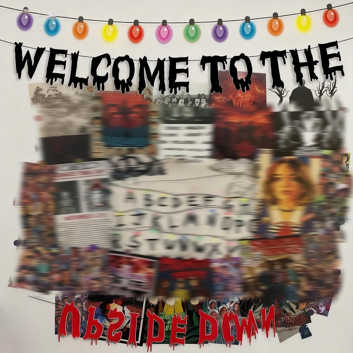 Welcome to the Upside Down Banner, Glitter Themed Party Spooky Halloween Birthday Banner for Themed Gathering Home Room Decoration Supplies