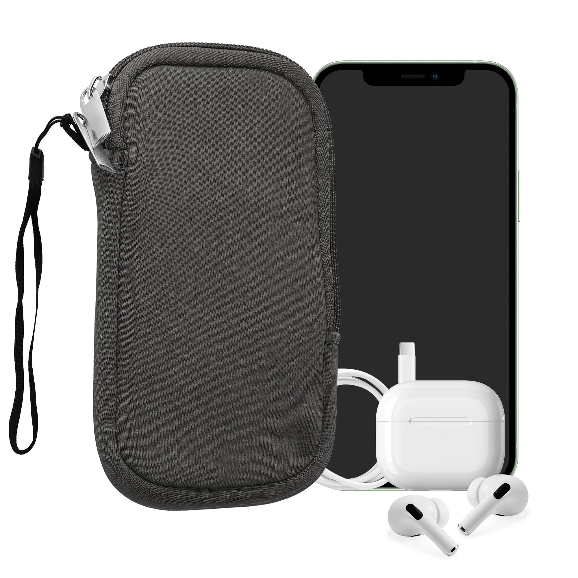 kwmobile Universal Smartphone Case – Protective Pouch 15.2 x 8.5 cm for Mobile Phone M – 5.5 Inches Neoprene Stone Dust