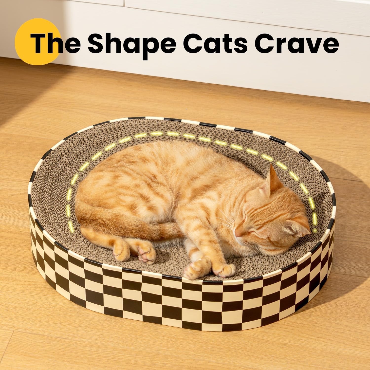 Conlun Cat Scratcher Cardboard,2 in 1 Oval Cat Scratch Pad Bowl for Indoor Kitty Grinding Claw,Round Kittens Scratching Board Corrugated Lounge Pet Beds&Furniture Protector for Sofas thumbnail