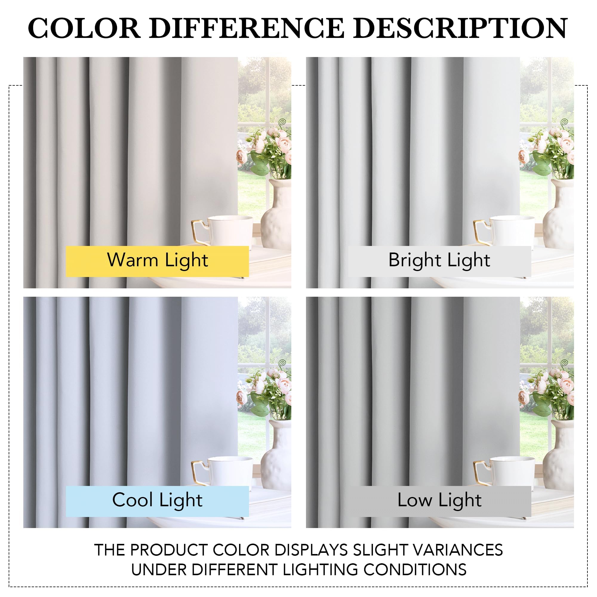 PONY DANCE Tende per Interni Moderne Oscurante Curtain Termica Isolante Freddo per Soggiorno Finestra con Anelli 1 Pezzo L 132 x A 210 cm, Grigio Chiaro