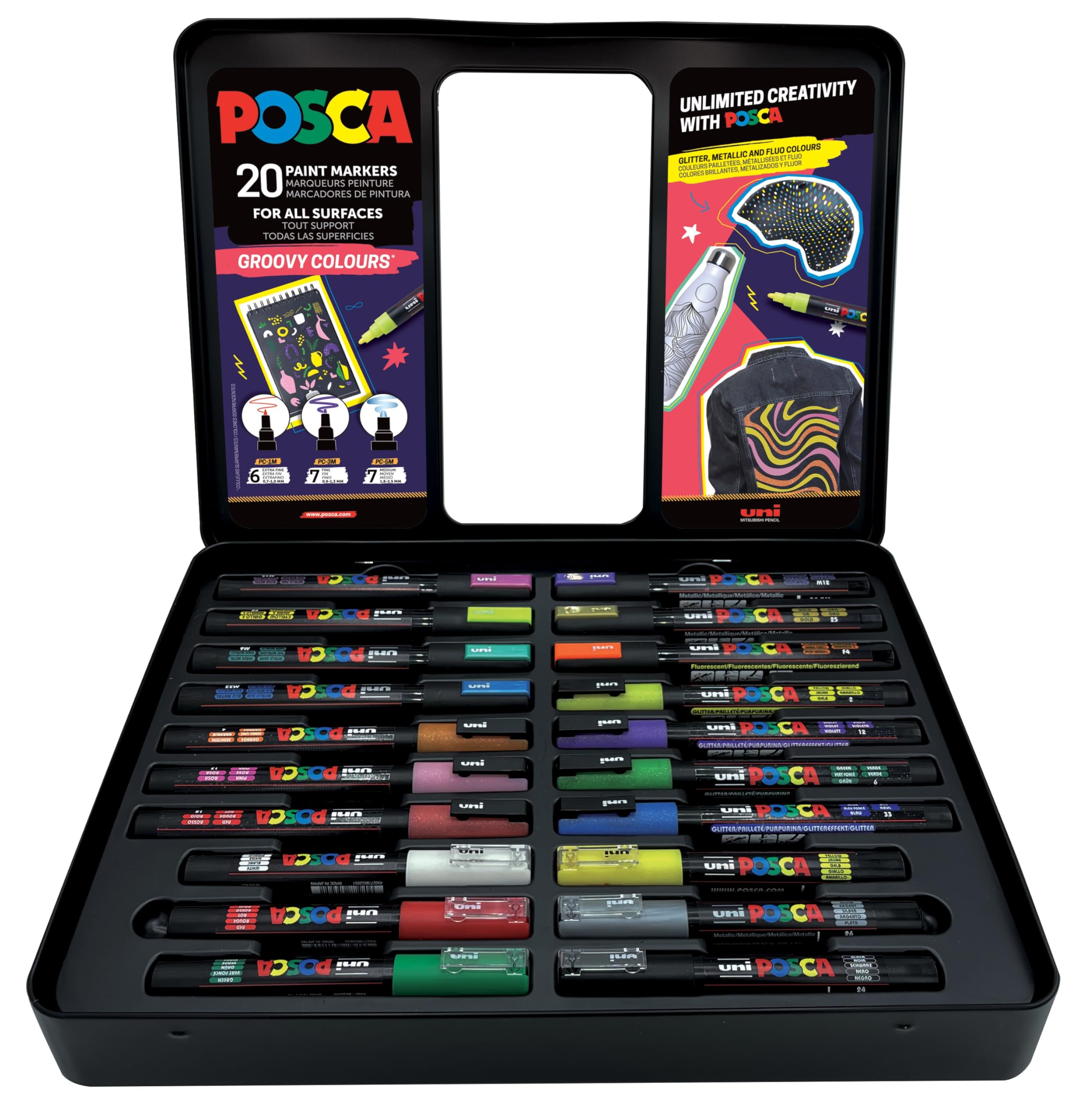 POSCA - Set de rotuladores Groovy Colours, estuche de 20 unidades
