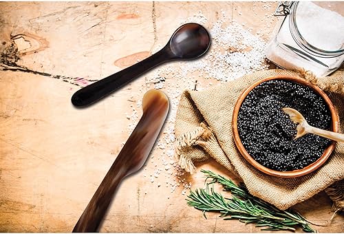 Miniatura 8 de HIC - Cuchara de caviar, cuerno de vaca tobillera hecho a mano, de origen responsable, 4.25 pulgadas