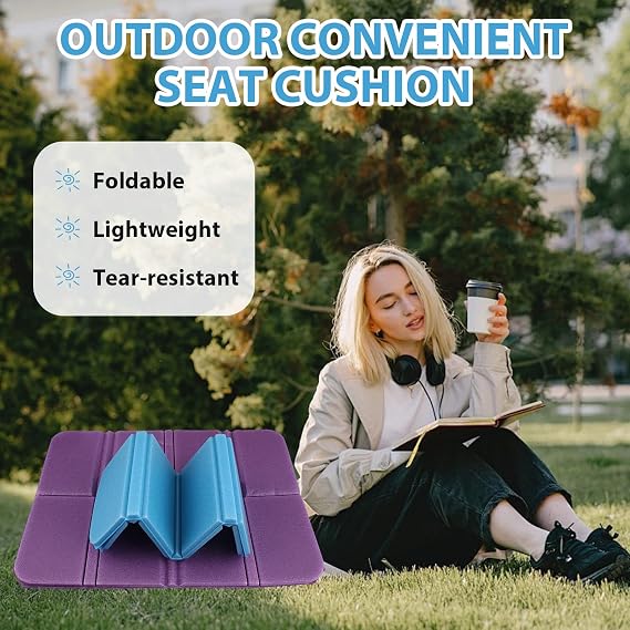 Fofuo 2Pcs Folding Foam Sit Mat Portable Foldable Seat Pad Outdoor Cushion | Lightweight Moistureproof Waterproof Insulated Comfortable Hiking Walking Camping Picnic Beach Heat Insulation Fold XPE Foam