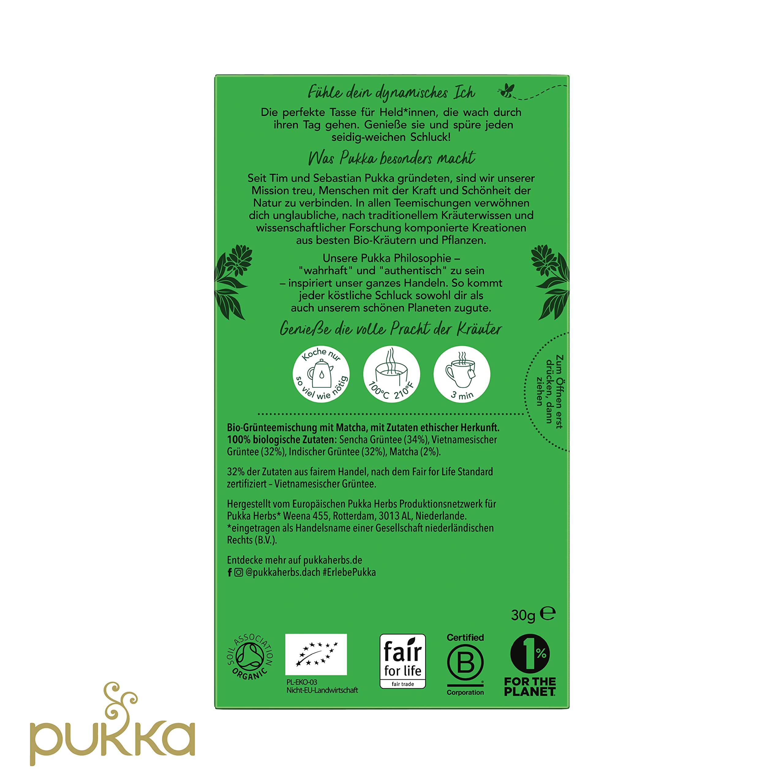 Pukka Tee Set, Bio-Grüntee " Surpreme Matcha Green", Grüner Tee, Matcha, Für grünen Schwung in deinem Alltag, 4er Pack, 80 Teebeutel
