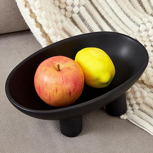 Miniatura 6 de Denique Frutero de cerámica para encimera de cocina, cuenco decorativo de 3 patas de 10 pulgadas para decoración de mesa, plato de frutas de