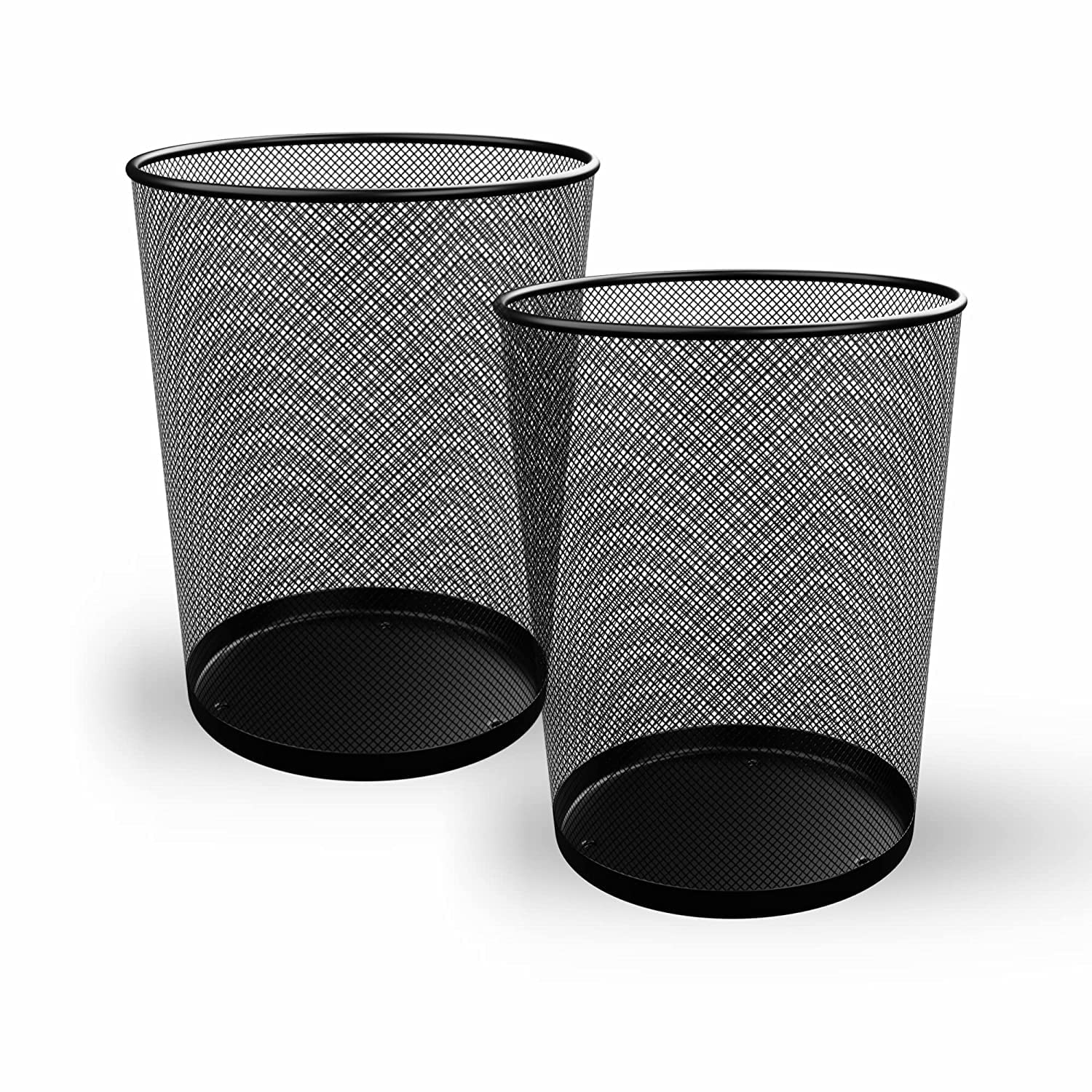 Homeshopa Round Black Mesh Wastebasket Trash Can, Lightweight & Sturdy Metal Waste Paper Bin, Garbage Rubbish Bin for Bathrooms Kitchens Home Offices Living Room Dorm Rooms