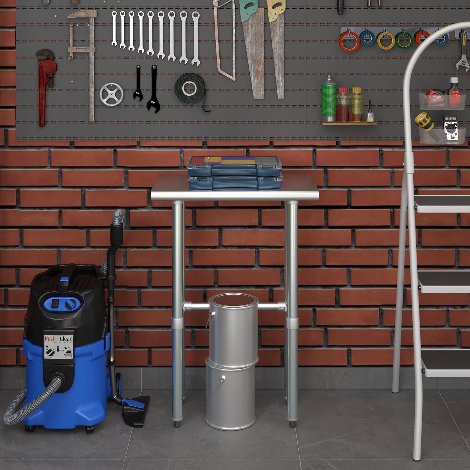 AmGood Stainless Steel Work Table Open Base | Metal Work Bench (Stainless Steel Table Open Base, 24" Long x 14" Deep)