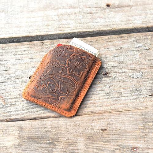Miniatura 5 de JJNUSA Personalized Front Pocket Card Case Slim Wallet Card Case Holder for Men & Women Minimalist Leather Wallet Card Holder Distressed Gifts 02