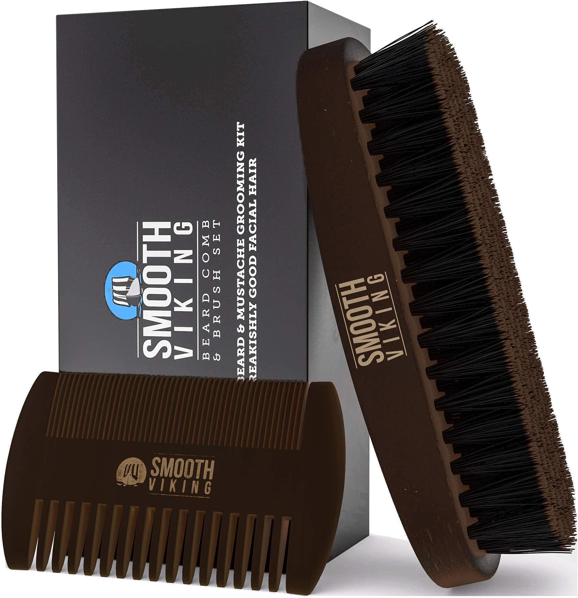 Boar Bristle Beard & Mustache Brush - Beard Brush for Men Perfect for Beard Grooming, Growth & Maintenance - Facial Hair Care Gift