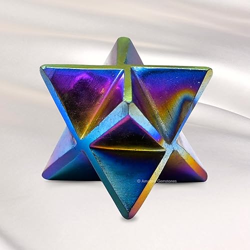 Miniatura 348 de Amazing Gemstone Larvikite Merkaba Crystal – Estrella de Merkaba metafísica de 1 pulgada para meditación – Cristal tetraedro energético y piedras
