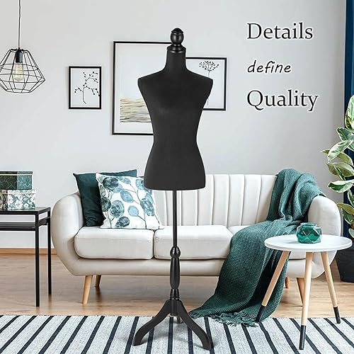 Miniatura 7 de HOMBOUR Cuerpo de maniquí femenino, torso de maniquí de costura, forma de vestido ajustable de 52 a 67 pulgadas de altura con soporte de trípode