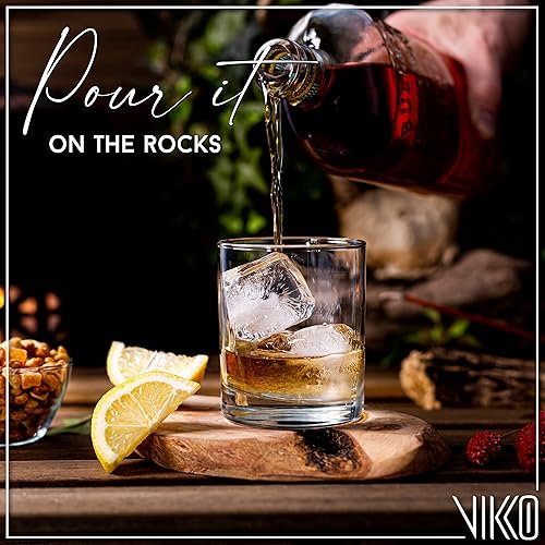 Miniatura 2 de Vikko Vasos de whisky, vasos de whisky de 10.25 onzas, juego de 6 vasos antiguos, vidrio de barra transparente, base resistente