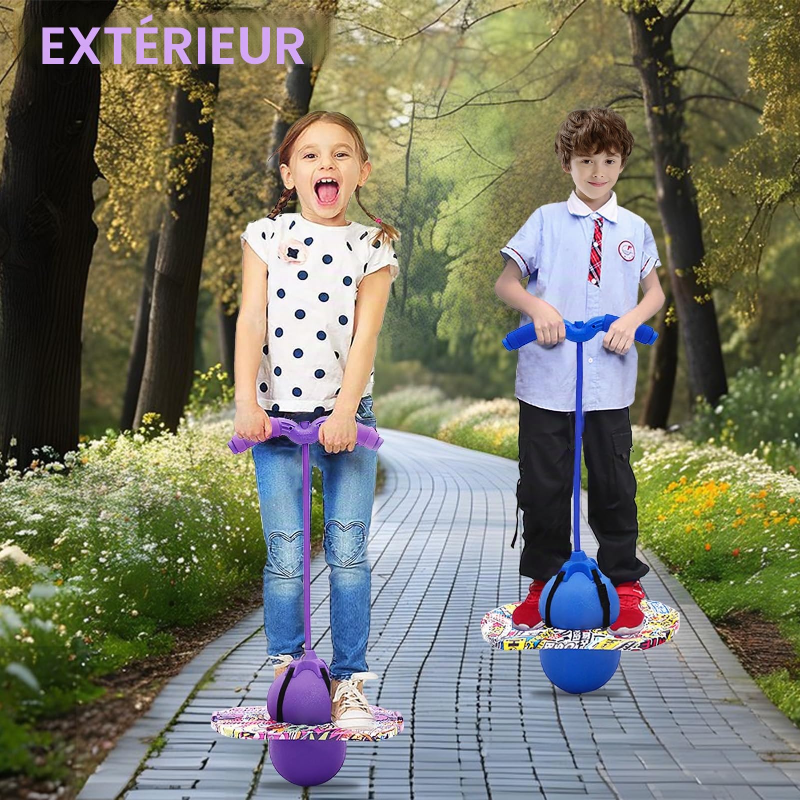 Ballon Sauteur Pogo Stick,Ballon Sauteur avec Poignée,Capacité de Charge de 100kg,Pogo Stick pour Enfants pour Les Enfants et Les Adultes Qui Souhaitent Travailler l'équilibre(Violet)