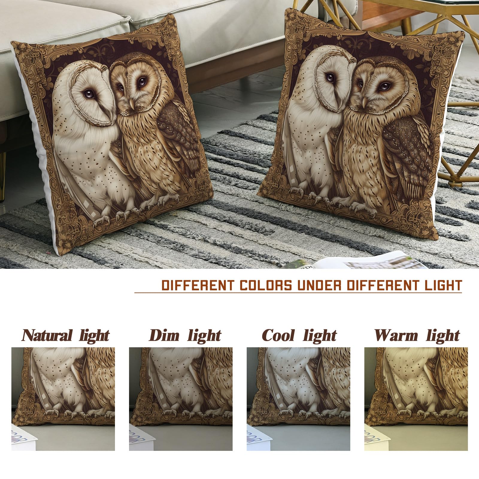 2 Federe Per Cuscino 50x50 Cm Stile Boho, In Lino E Similpelle, Colore Marrone Cognac, Con Cerniera, Per Divano E Camera