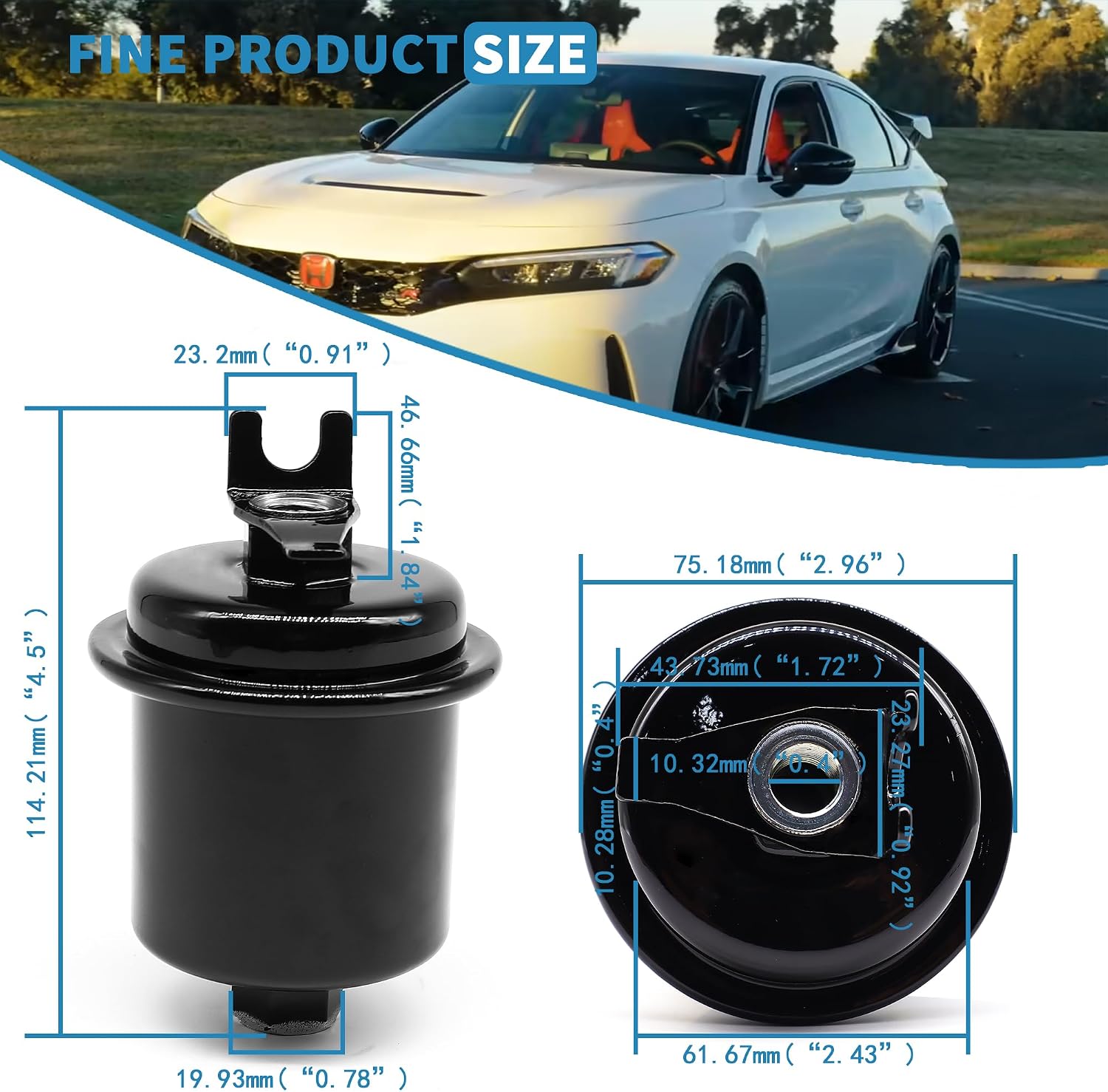 Gasoline Fuel Filter 16010-ST5-931 16010-ST5-E02 High Performance Compatible with 1988-2004 Honda Civic Accord Prelude CR-V Odyssey Acura Integra CL EL RL TL Fuel Injected Gasoline Engines PF-1200